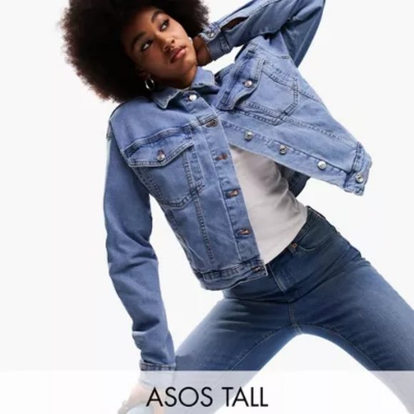 ASOS DESIGN Tall Midwash blue Denim Jacket / NWT /L (12-14) - Picture 1 of 11